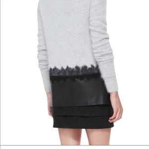 Andrew marc wool sweater/leather gray, size M.